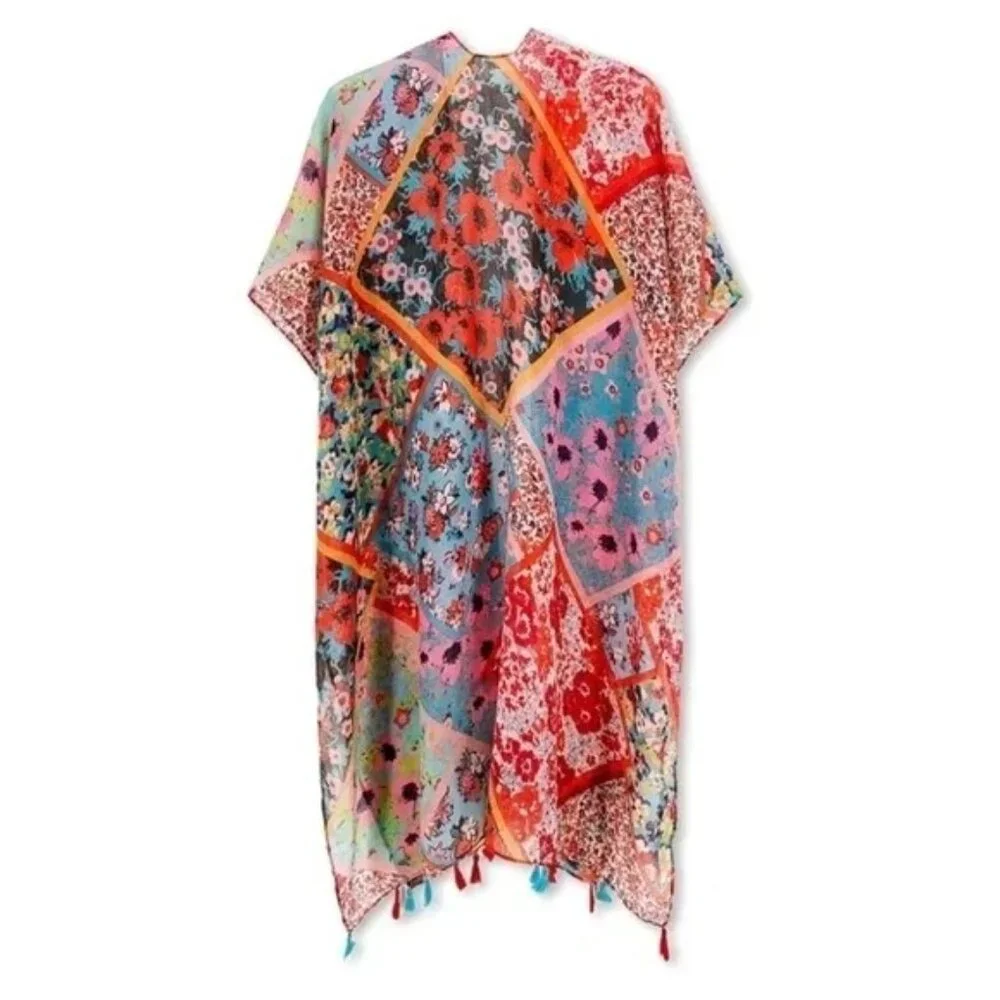 Kimono Hot Floral Colorful Swimsuit Beach Summer Cover Swimwear Cardigan Layer